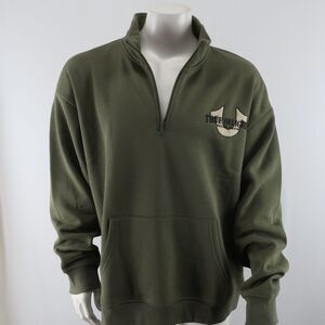 True Religion Quarter Zip Pullover Sweater Mens Large‎ Green